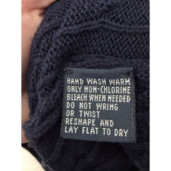 Vintage Polo Ralph Lauren Sweater Vest Mens XL Navy Cable Chunky Knit - Picture 6 of 6